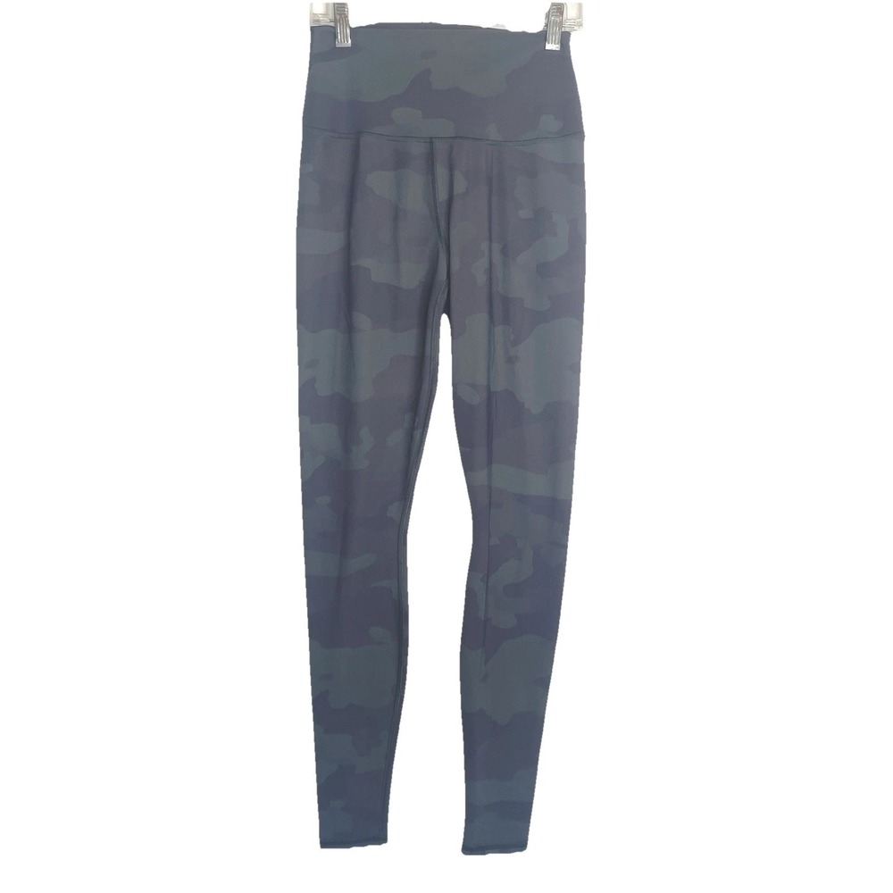 Alo Yoga Women Green Camo High Waist‎ Leggings Size S Workout Pilates Activewear